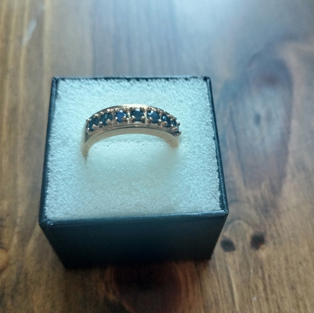 Vintage Vermeil Sterling Silver Blue Sapphire Ring